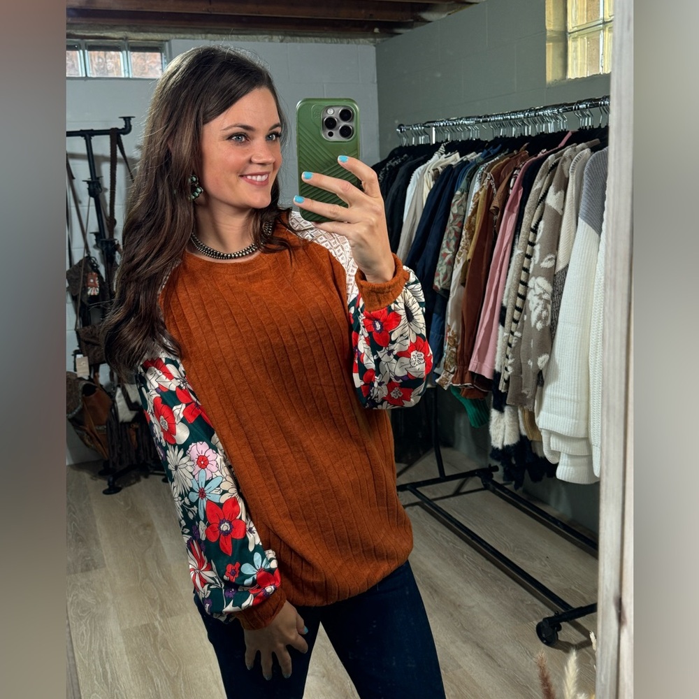 The Fiona Patchwork Blouse in Rust